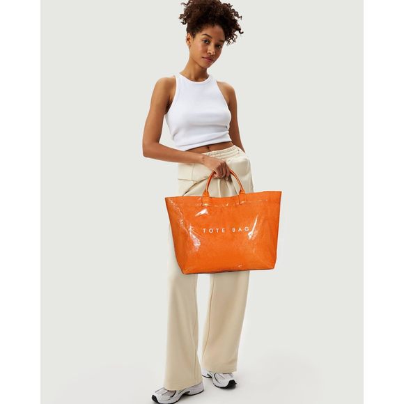 Pvc Tote Bag Letters Print Tote Bag Large Kraft Paper Work Bag Carry :< - Picture 6 of 6